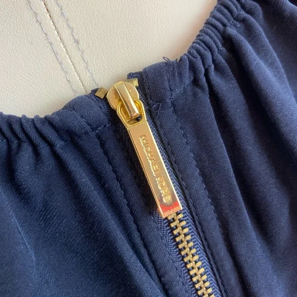 MICHAEL, MICHAEL KORS Black Silk Dress Gold Detail | Size Small - Picture 3 of 11